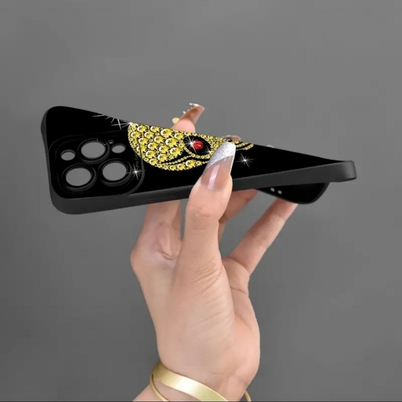 Gold Skeleton Pattern Silicone Phone Case For iPhone 14 Pro Max - BLACK- SALE - Picture 5 of 6